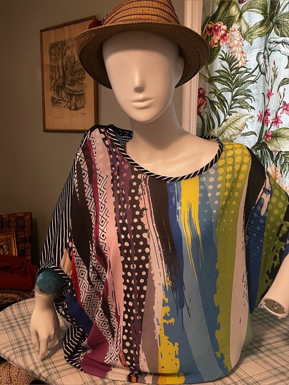 new directions Multicolor Abstract Stripe & Brushstroke Tunic S